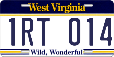 WV license plate 1RT014