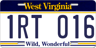 WV license plate 1RT016