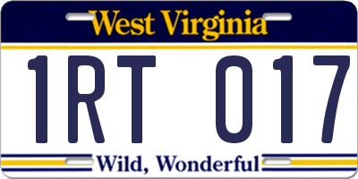 WV license plate 1RT017