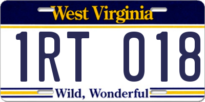 WV license plate 1RT018