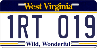 WV license plate 1RT019