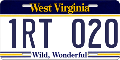 WV license plate 1RT020