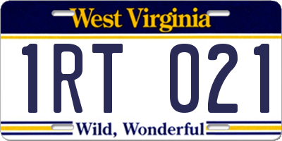 WV license plate 1RT021