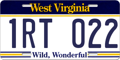 WV license plate 1RT022
