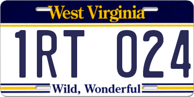 WV license plate 1RT024