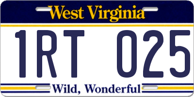 WV license plate 1RT025