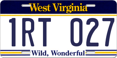 WV license plate 1RT027