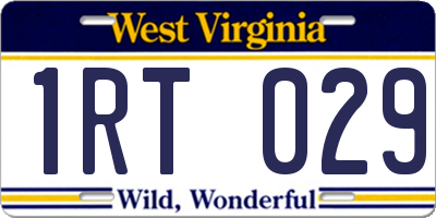 WV license plate 1RT029