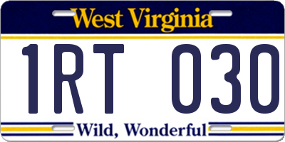 WV license plate 1RT030