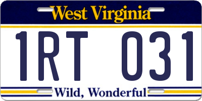 WV license plate 1RT031