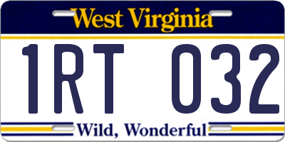 WV license plate 1RT032