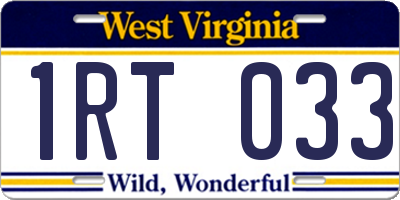 WV license plate 1RT033
