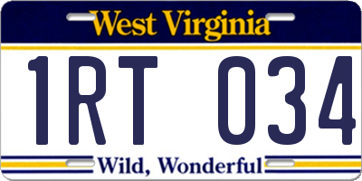 WV license plate 1RT034