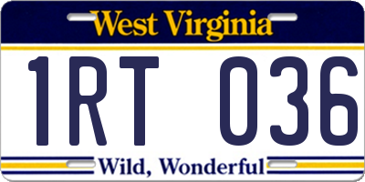 WV license plate 1RT036