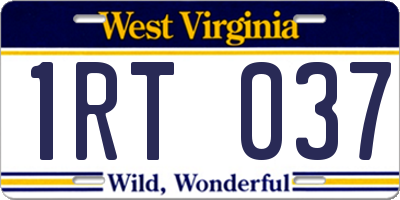 WV license plate 1RT037