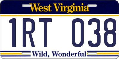 WV license plate 1RT038
