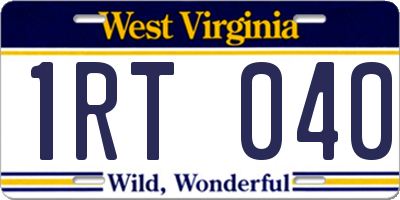 WV license plate 1RT040