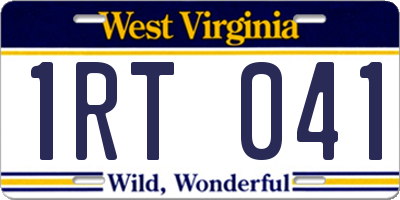 WV license plate 1RT041