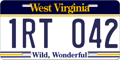 WV license plate 1RT042
