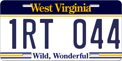 WV license plate 1RT044