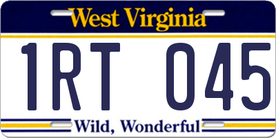 WV license plate 1RT045