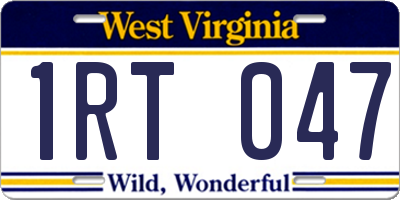 WV license plate 1RT047