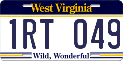 WV license plate 1RT049