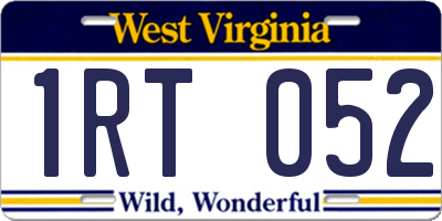 WV license plate 1RT052