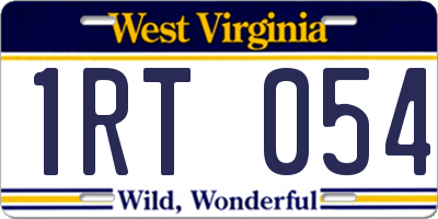 WV license plate 1RT054