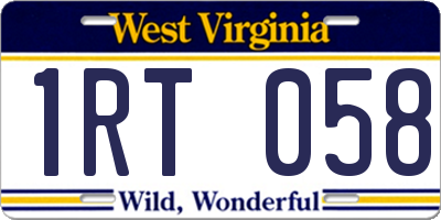 WV license plate 1RT058
