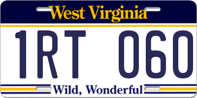 WV license plate 1RT060
