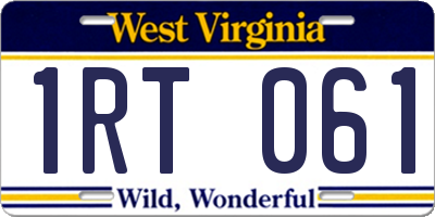 WV license plate 1RT061