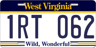 WV license plate 1RT062