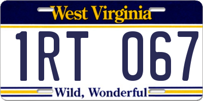 WV license plate 1RT067