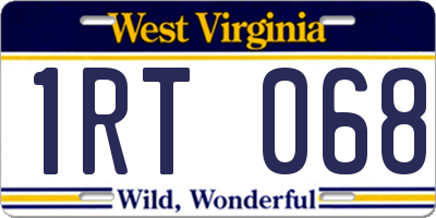 WV license plate 1RT068