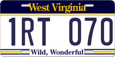 WV license plate 1RT070