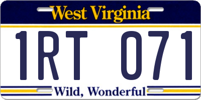 WV license plate 1RT071