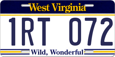 WV license plate 1RT072