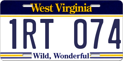 WV license plate 1RT074