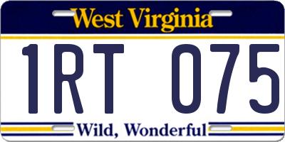 WV license plate 1RT075