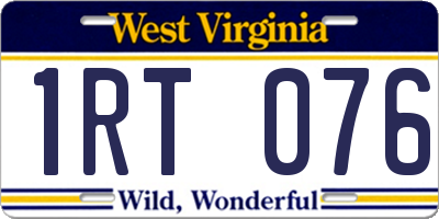 WV license plate 1RT076