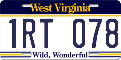 WV license plate 1RT078