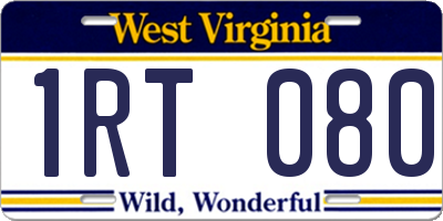 WV license plate 1RT080