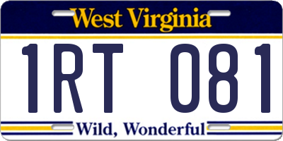 WV license plate 1RT081