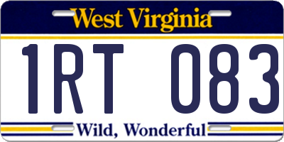 WV license plate 1RT083