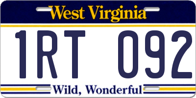 WV license plate 1RT092