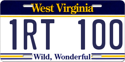 WV license plate 1RT100