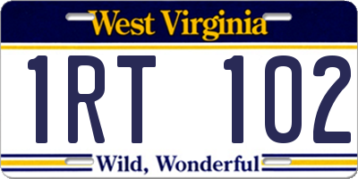 WV license plate 1RT102
