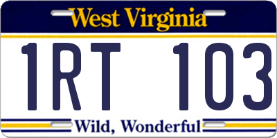 WV license plate 1RT103