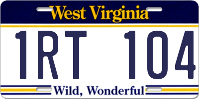 WV license plate 1RT104